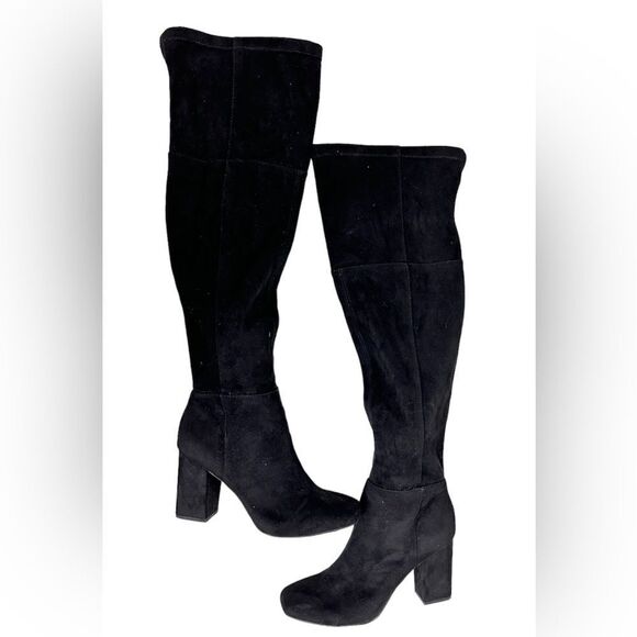 Over the Knee Boots Womens Square Toe Block Heel Size 6.5 - Picture 1 of 9